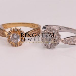 Floral design engagement ring in 18 karats gold