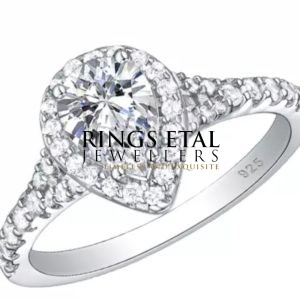Pear shaped sterling silver(925) engagement ring