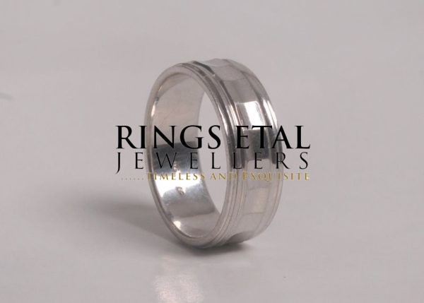 silver wedding band ( Hexagonal center satin finished band sterling silver band .